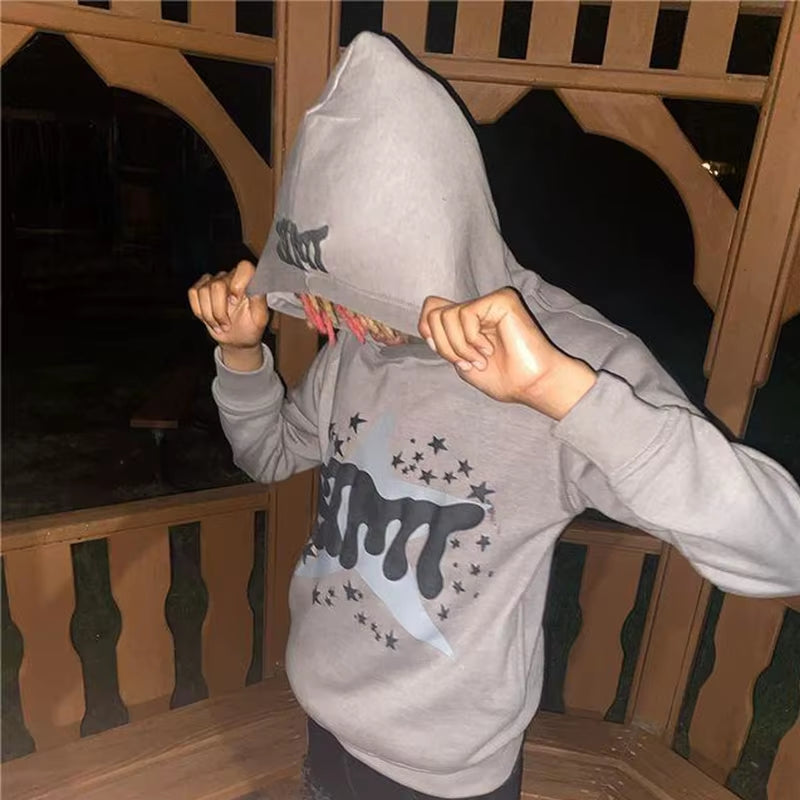 Zip Hoodie Stars Print Goth Punk Sweatshirt Men'S Hoodies Sport Coat Pullover Gothic Long Sleeve Oversized Hoodie Y2K Jacket Emo