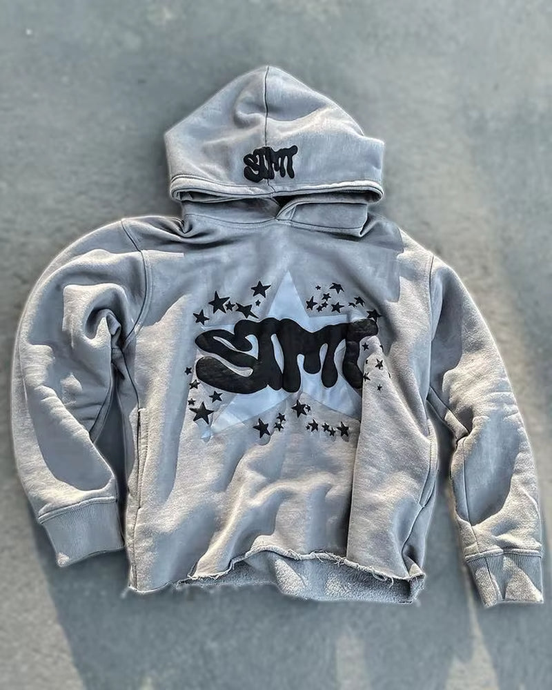 Zip Hoodie Stars Print Goth Punk Sweatshirt Men'S Hoodies Sport Coat Pullover Gothic Long Sleeve Oversized Hoodie Y2K Jacket Emo