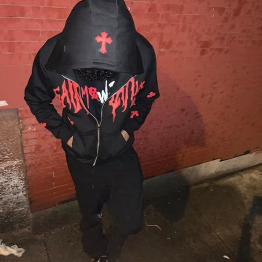 Y2K Hip Hop Hoodie Harajuku Punk Y2K Gothic Grunge Rhinestones Zip up Hoodies Long Sleeve Sweatshirt Jacket Streetwear Winter
