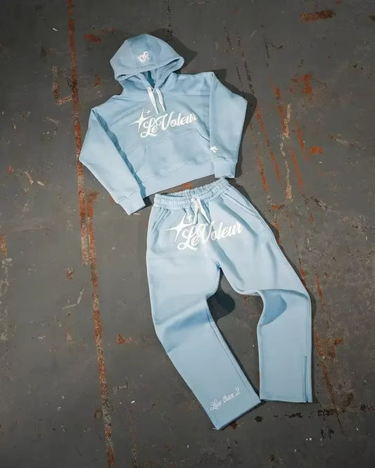 Y2K Trousers Two Piece Set Men Harajuku Hip Hop Lettering Oversized Pullover Hoodie Sweatshirt Punk Rock Casual Pants Streetwear
