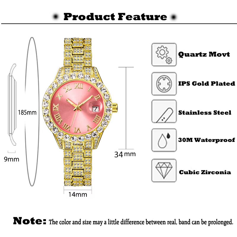 Pink Women Watch Luxury Small Face Elegant Quartz Watches for Ladies Icy Look Party Jewelry Mini Babe so Cute Arm Clock